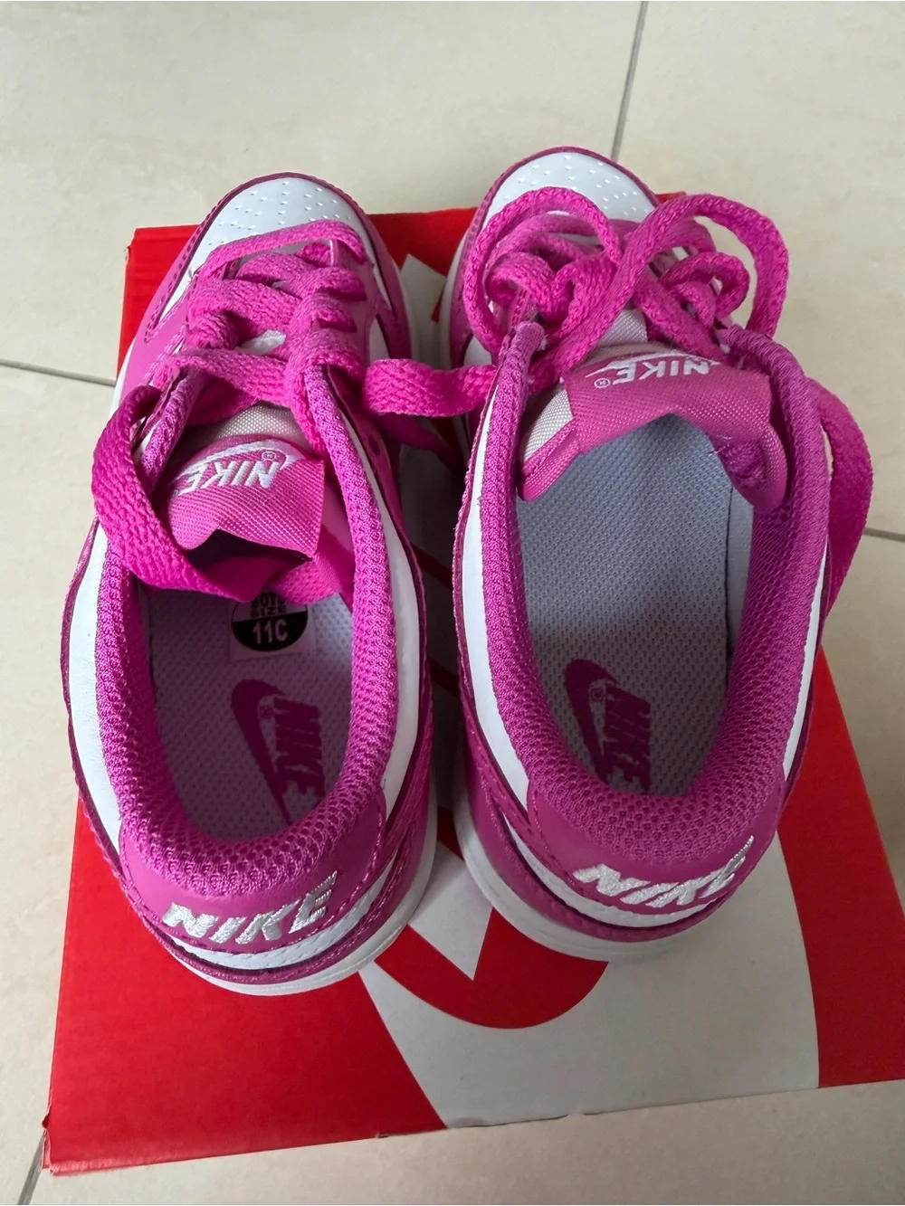 Nike Kids Hot Pink and White Low-Top Sneakers